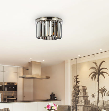 Sydney 3 light polished nickel Flush Mount Silver Shade (Grey) Royal Cut Crystal