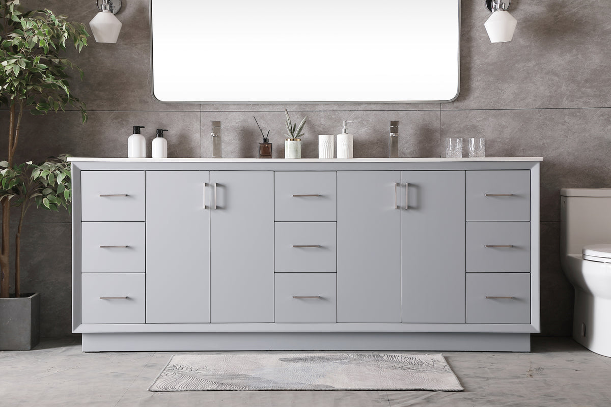 84 Inch Double Bathroom Vanity In Grey