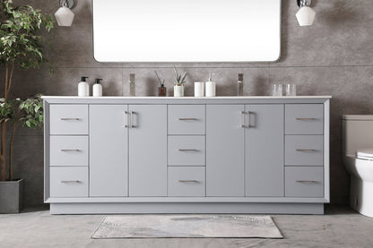 84 Inch Double Bathroom Vanity In Grey
