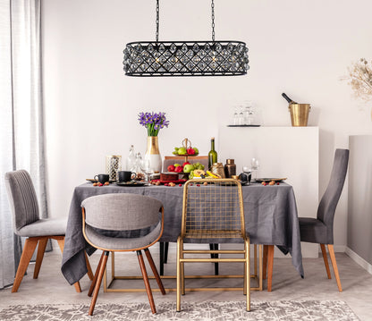 Madison 6 light Matte Black Chandelier Silver Shade (Grey) Royal Cut Crystal