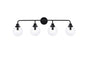 Hanson 4 lights bath sconce in black with clear shade
