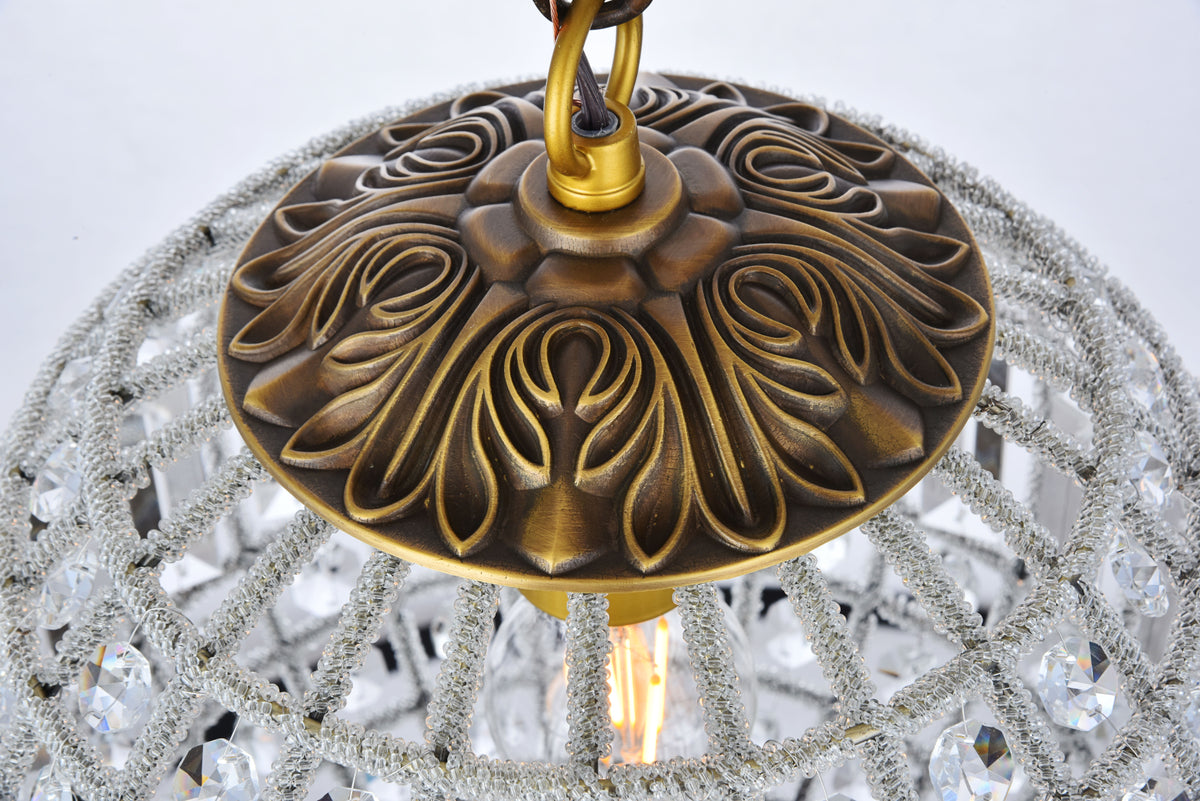 Olivia 1 light French Gold Pendant Clear Royal Cut Crystal