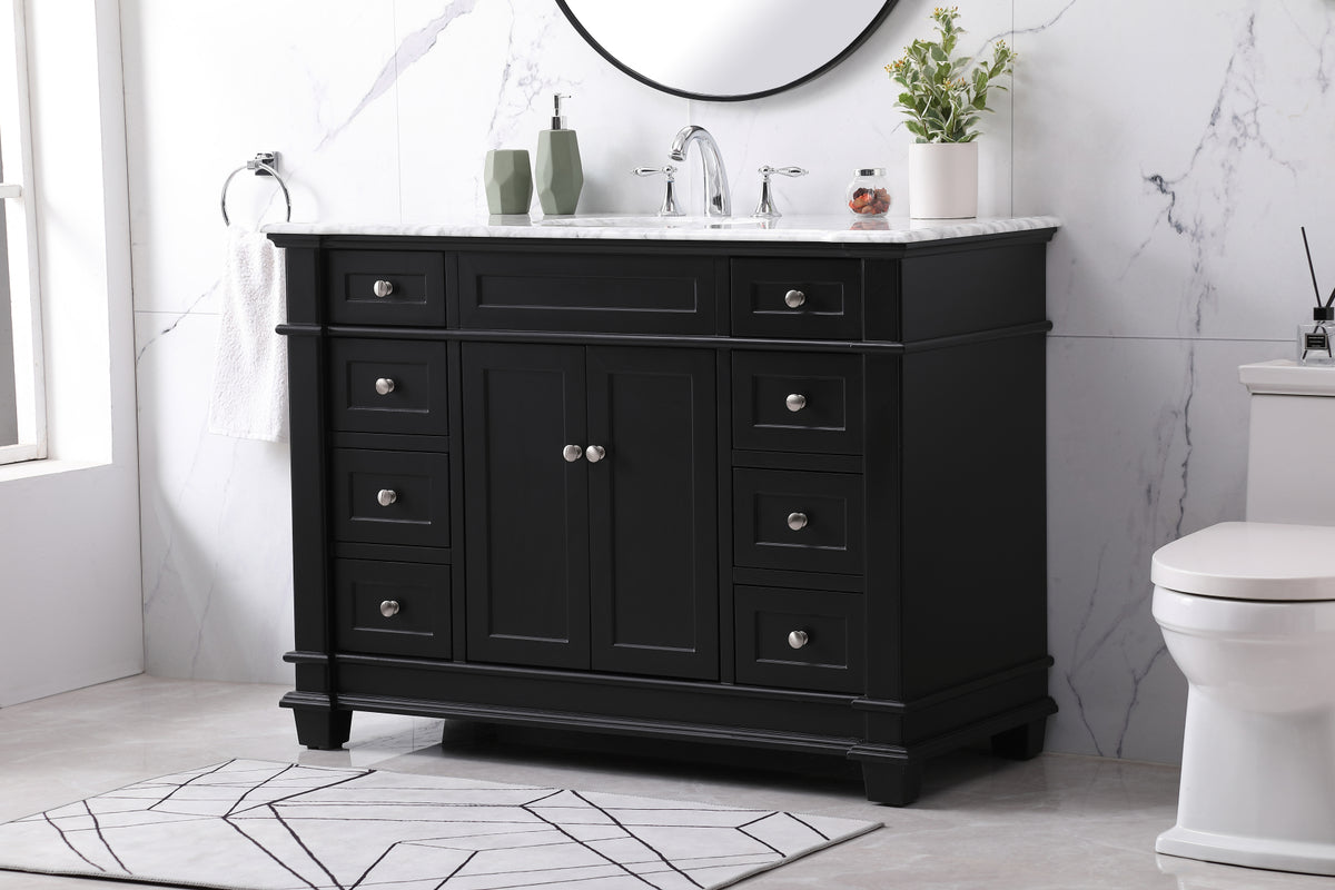 48 inch Single bathroom vanity set in black