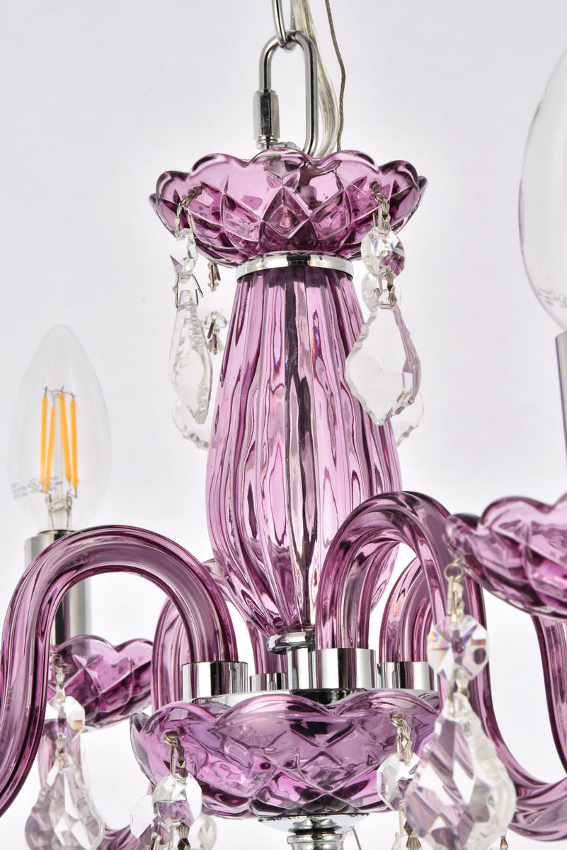 Rococo 4 light Purple Pendant Clear Royal Cut Crystal