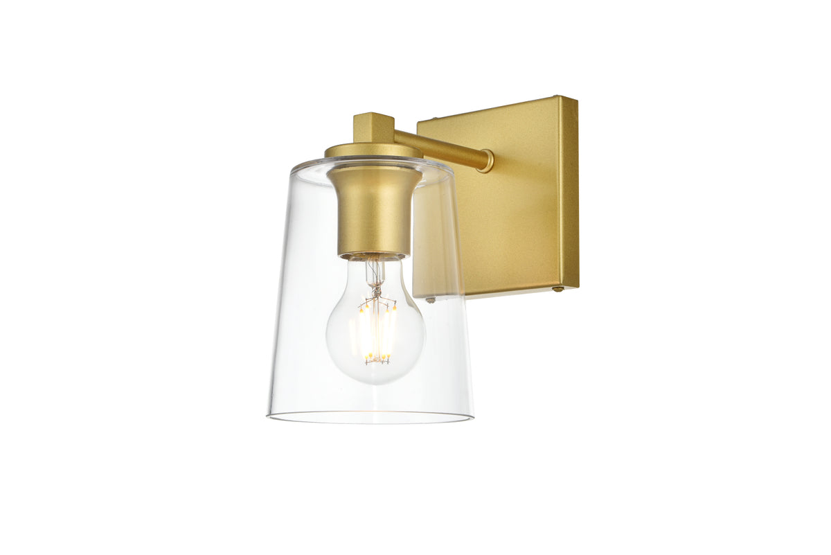 Kacey 1 light Brass and Clear Bath Sconce