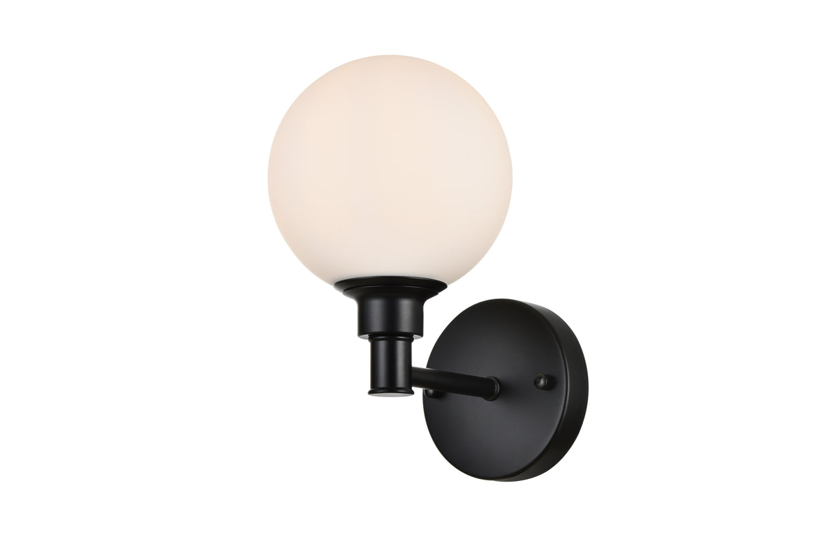 Cordelia 1 light Black and frosted white Bath Sconce