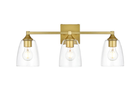 Gianni 3 light Brass and Clear Bath Sconce