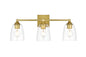 Gianni 3 light Brass and Clear Bath Sconce