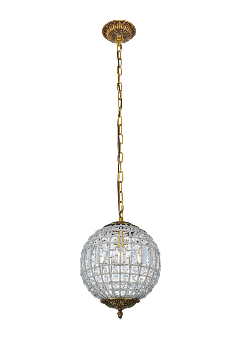 Olivia 1 light French Gold Pendant Clear Royal Cut Crystal