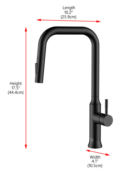 Noor Single Handle Pull Down Sprayer Kitchen Faucet in Matte Black