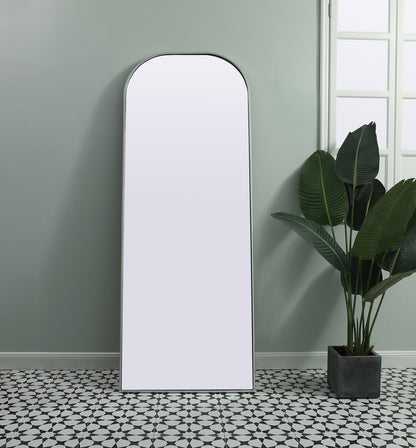 Metal Frame Arch Full Length Mirror 28x74 Inch in Silver