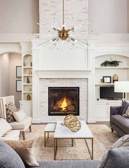 Sienna 46 inch crystal rod pendant in gold