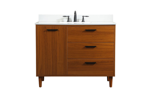 42 inch bathroom vanity in Teak with backsplash