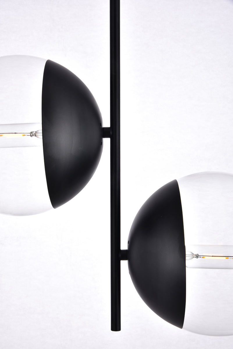 Eclipse 2 Lights Black Pendant With Clear Glass