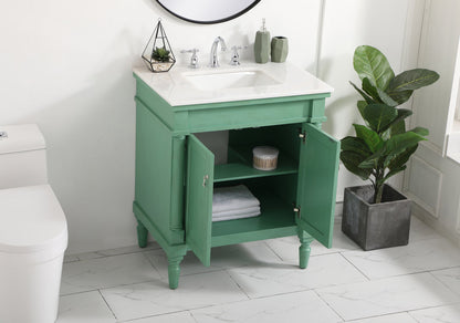 30 inch Single bathroom vanity in vintage mint