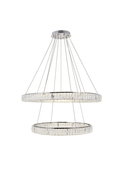 Monroe Integrated LED light Chrome Chandelier Clear Royal Cut Crystal