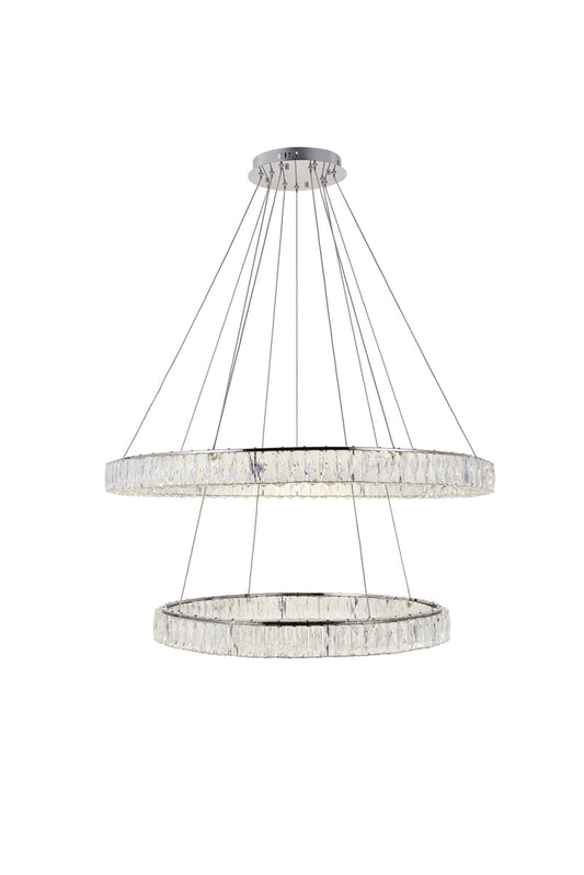Monroe Integrated LED light Chrome Chandelier Clear Royal Cut Crystal