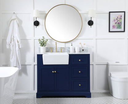 42 inch Single bathroom vanity in blue with backsplash