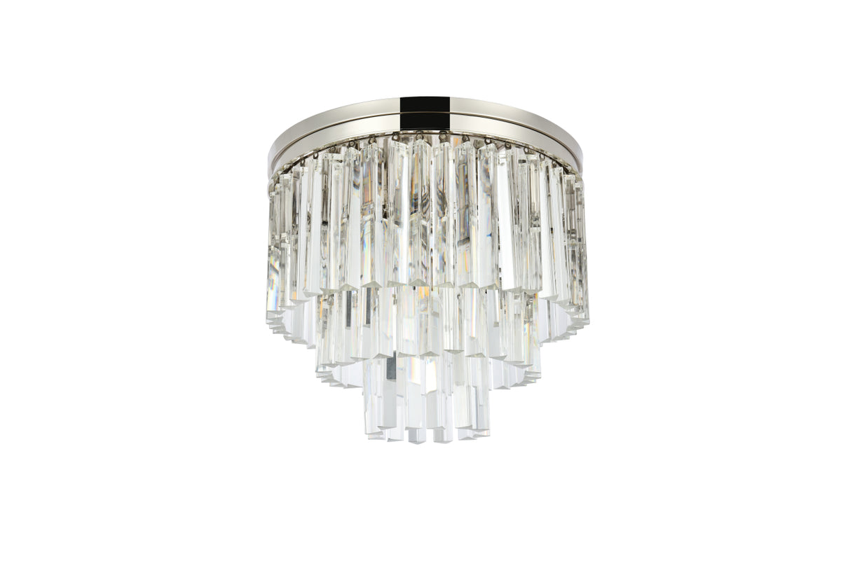 Sydney 9 light polished nickel Flush Mount Clear Royal Cut Crystal