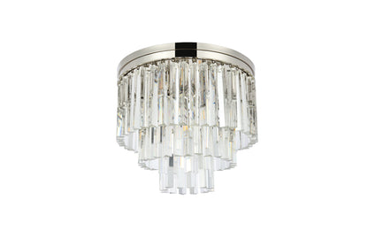 Sydney 9 light polished nickel Flush Mount Clear Royal Cut Crystal