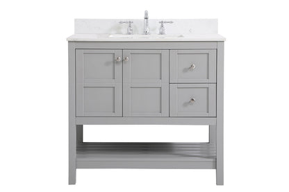 36 inch Single Bathroom Vanity in Gray with Backsplash