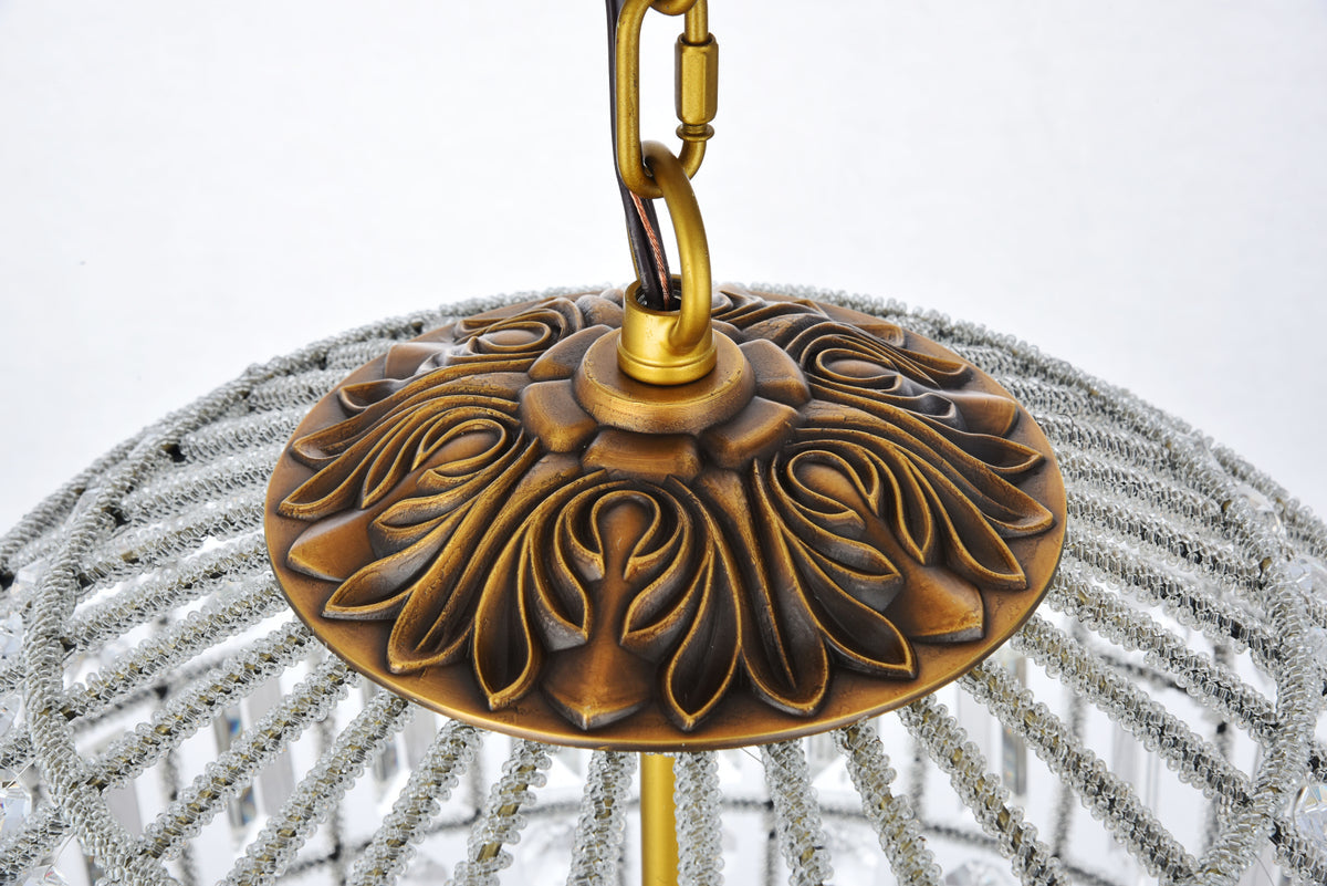 Olivia 3 light French Gold Pendant Clear Royal Cut Crystal