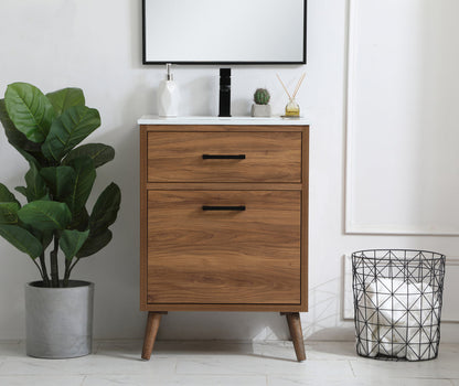 24 inch bathroom vanity in walnut brown