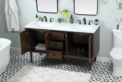 60 inch Single bathroom vanity in walnut