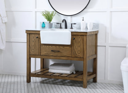 42 inch Single bathroom vanity in driftwood with backsplash