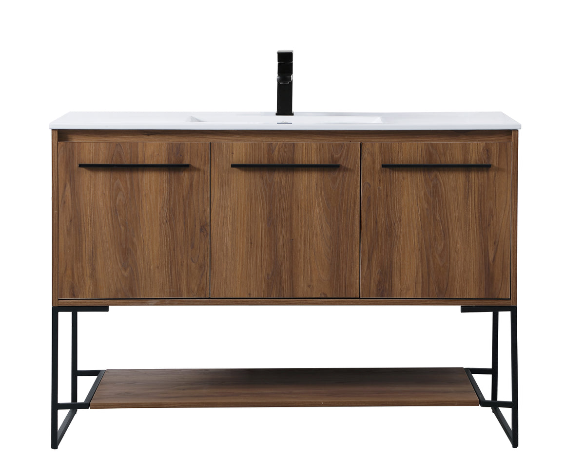 48 inch  Single Bathroom Vanity in Walnut Brown