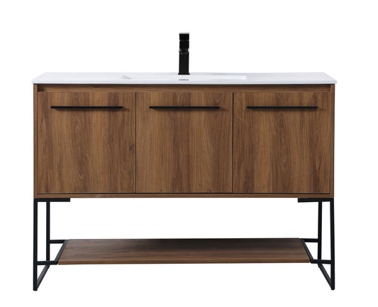 48 inch  Single Bathroom Vanity in Walnut Brown