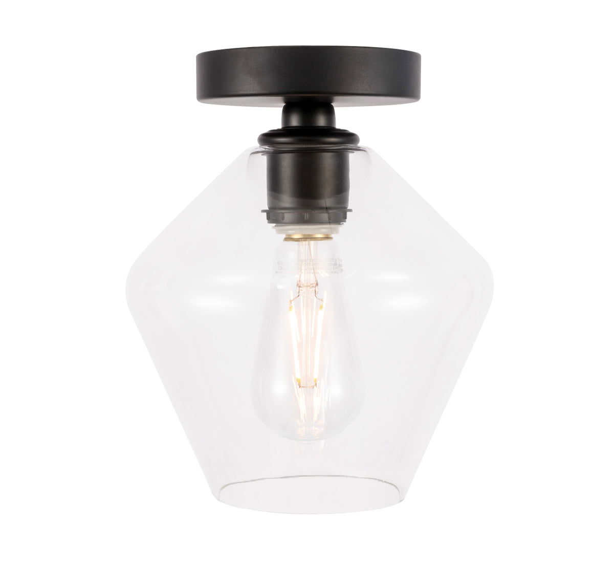 Gene 1 light Black and Clear glass Flush mount