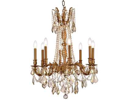 Rosalia 8 light French Gold Chandelier Golden Teak (Smoky) Royal Cut Crystal