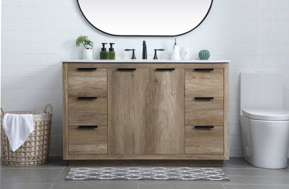 54 Inch SIngle Bathroom Vanity In Natural Oak
