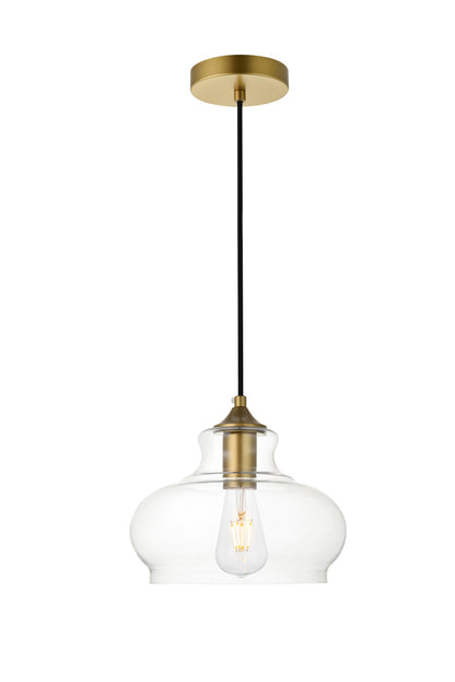 Destry 1 Light Brass Pendant With Clear Glass