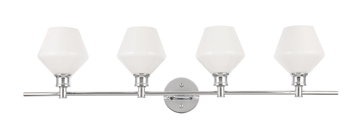 Gene 4 light Chrome and Frosted white glass Wall sconce