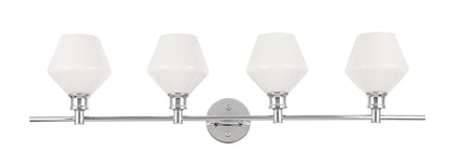 Gene 4 light Chrome and Frosted white glass Wall sconce