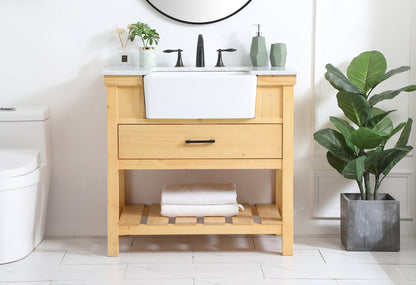 36 inch Single bathroom vanity in natural wood