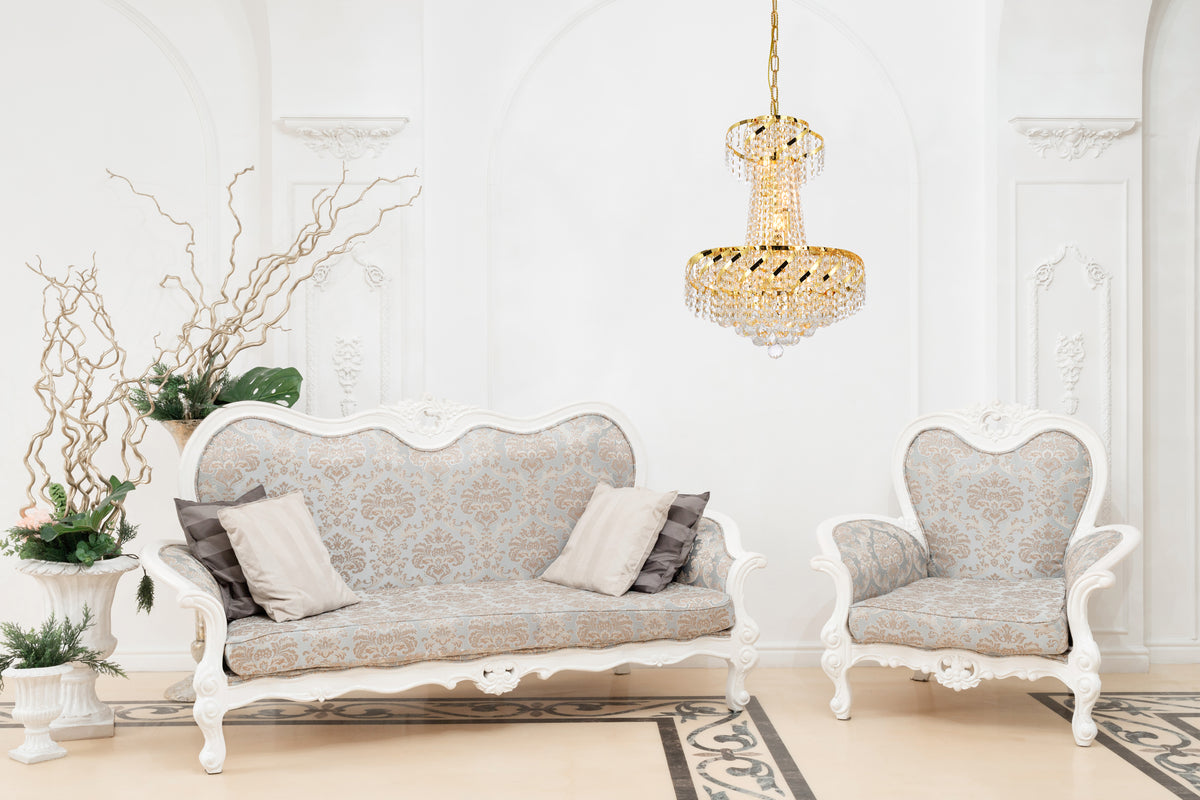 Belenus 6 light Gold Pendant Clear Royal Cut Crystal