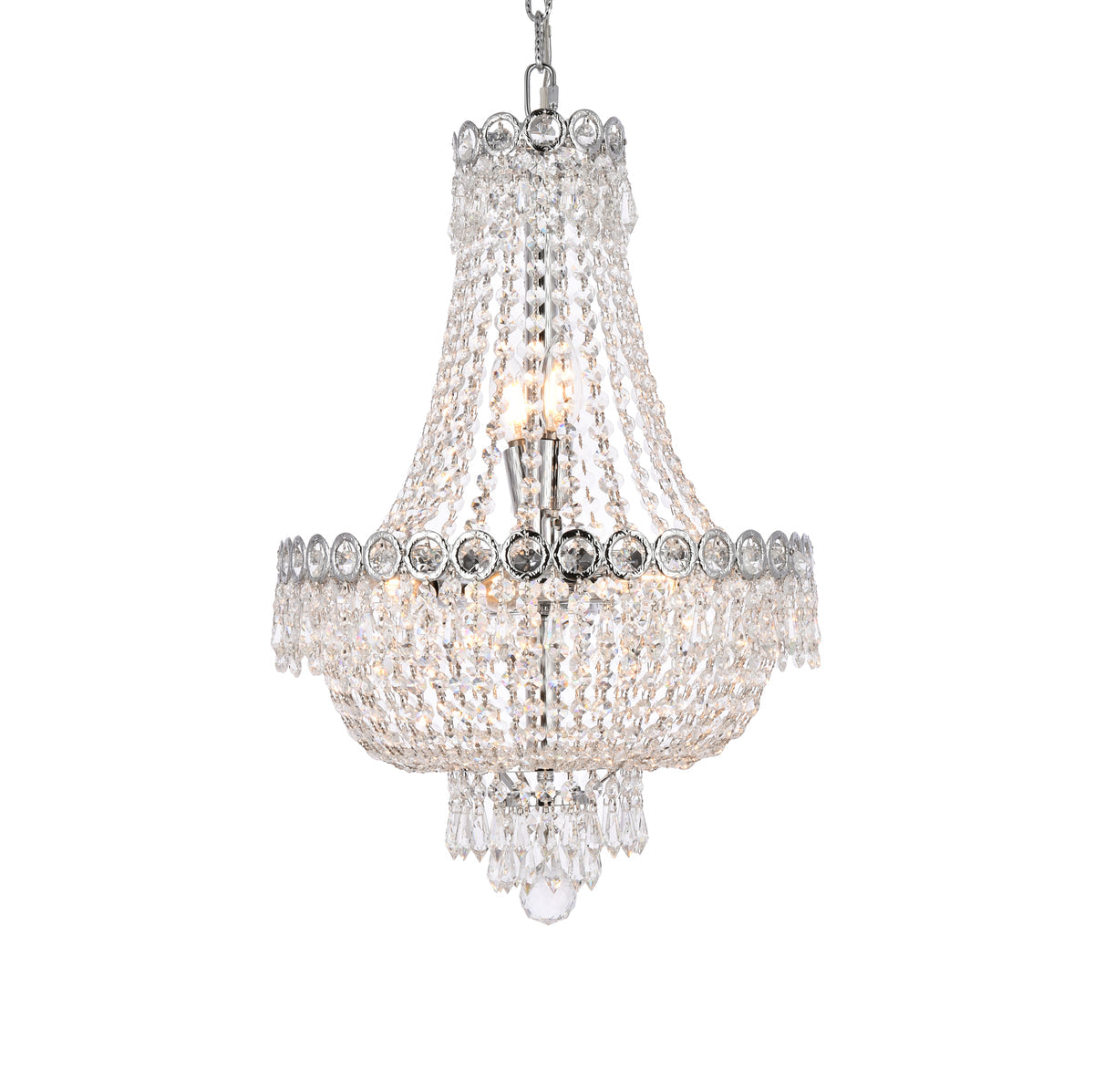 Century 8 light Chrome Pendant Clear Royal Cut Crystal
