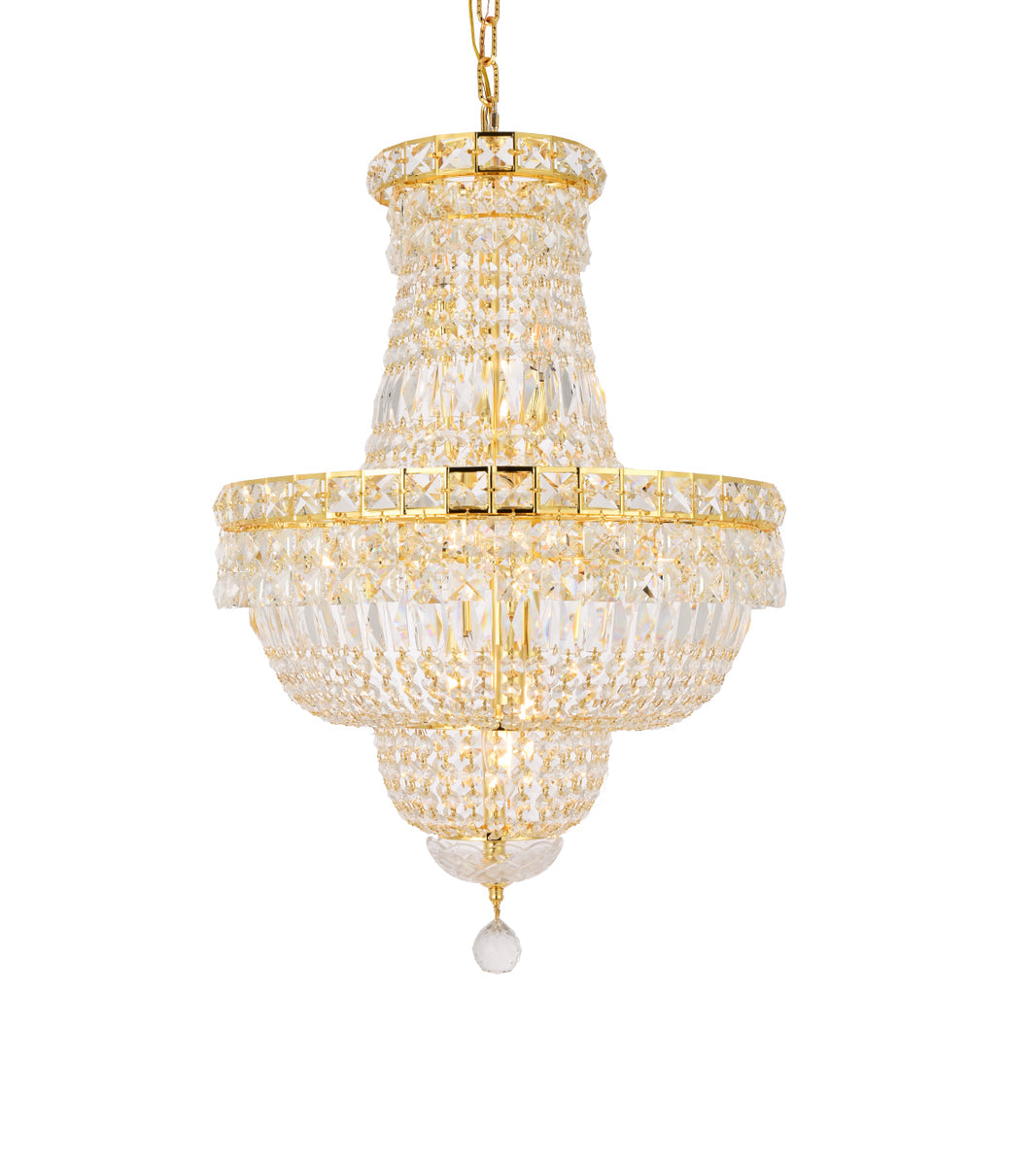 Tranquil 12 light Gold Pendant Clear Royal Cut Crystal