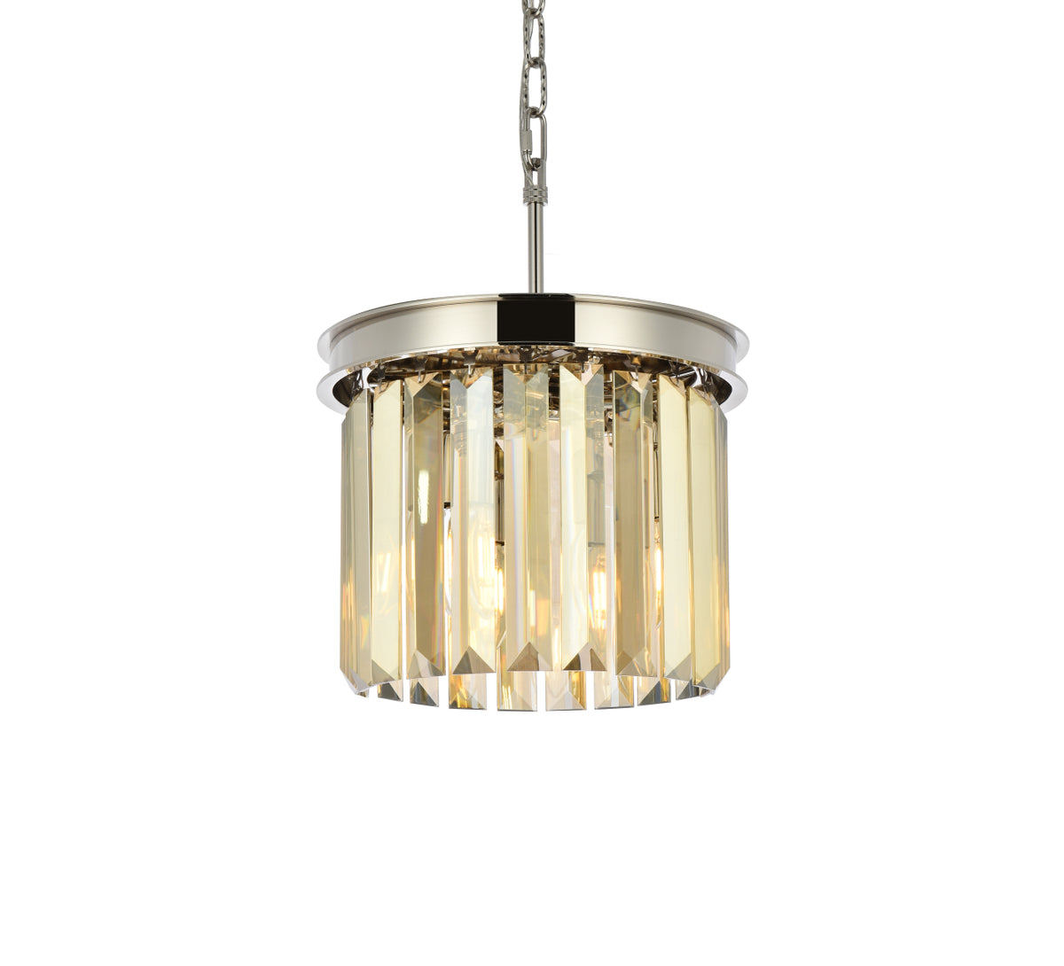 Sydney 3 light polished nickel Pendant Golden Teak (Smoky) Royal Cut Crystal
