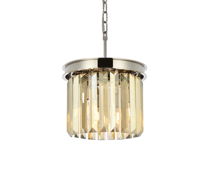 Sydney 3 light polished nickel Pendant Golden Teak (Smoky) Royal Cut Crystal