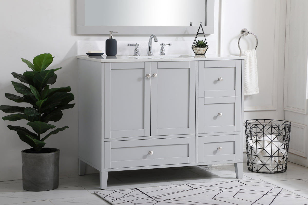 42 inch Single Bathroom Vanity in Grey with Backsplash