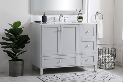 42 inch Single Bathroom Vanity in Grey with Backsplash