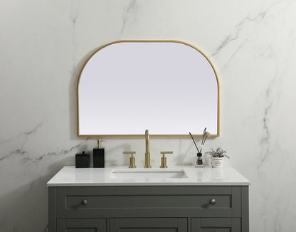 Metal Frame Arch Mirror 36x24 Inch in Brass