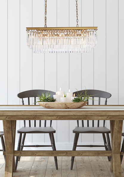 Sydney 40 inch rectangle crystal chandelier in satin gold