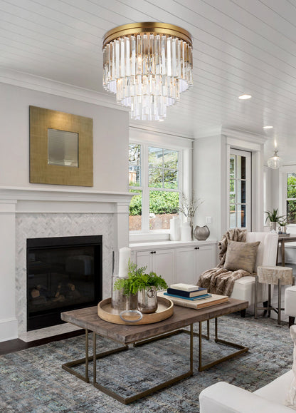 Sydney 20 inch round crystal flush mount in satin gold