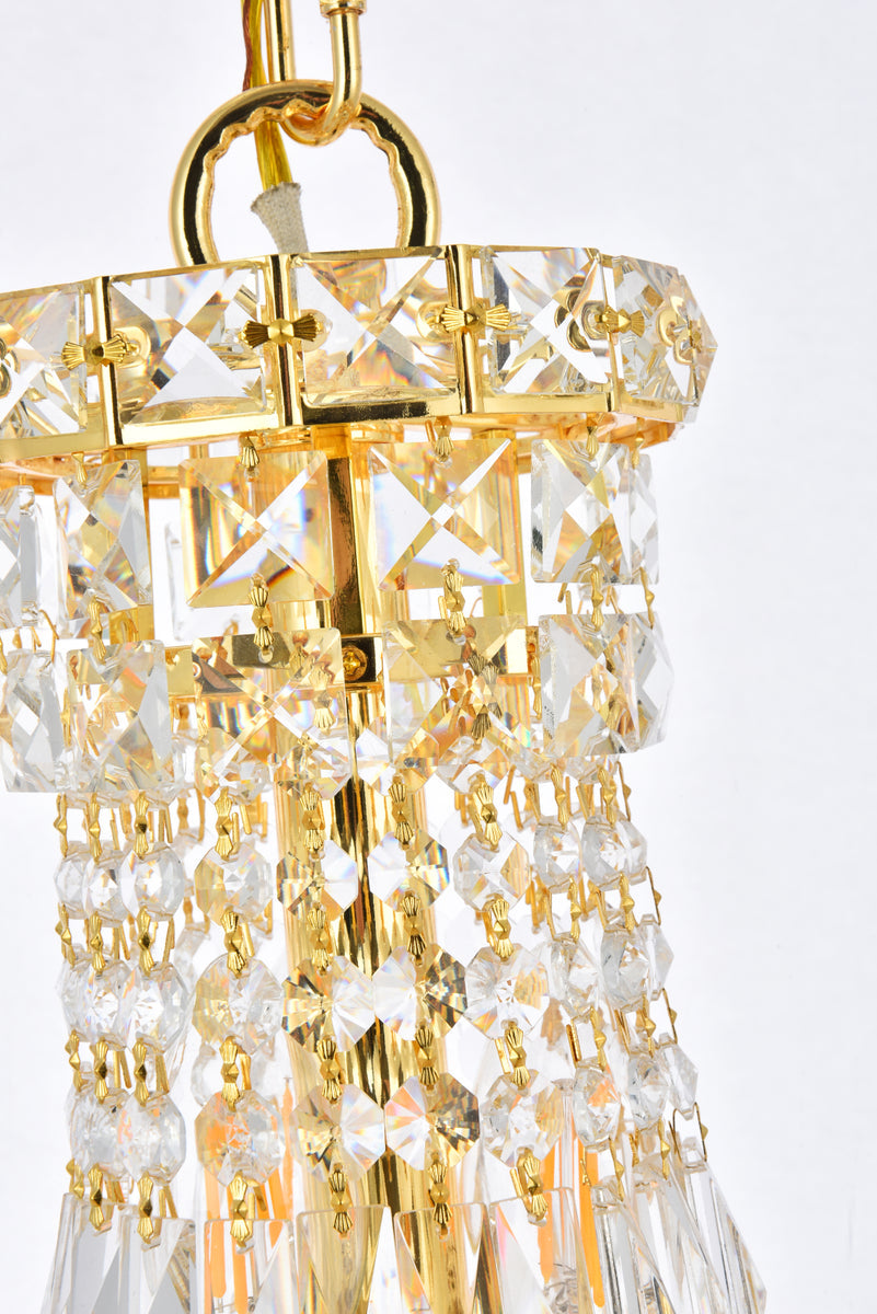 Tranquil 6 light Gold Pendant Clear Royal Cut Crystal