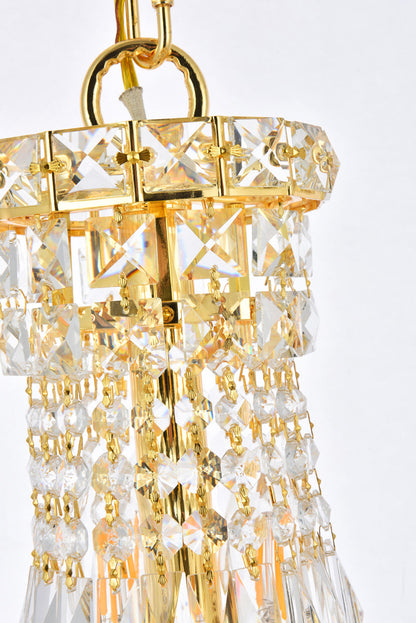 Tranquil 6 light Gold Pendant Clear Royal Cut Crystal